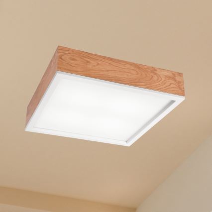 Kattovalo OAK SQUARE 4xE27/15W/230V 39x39 cm tammi/valkoinen