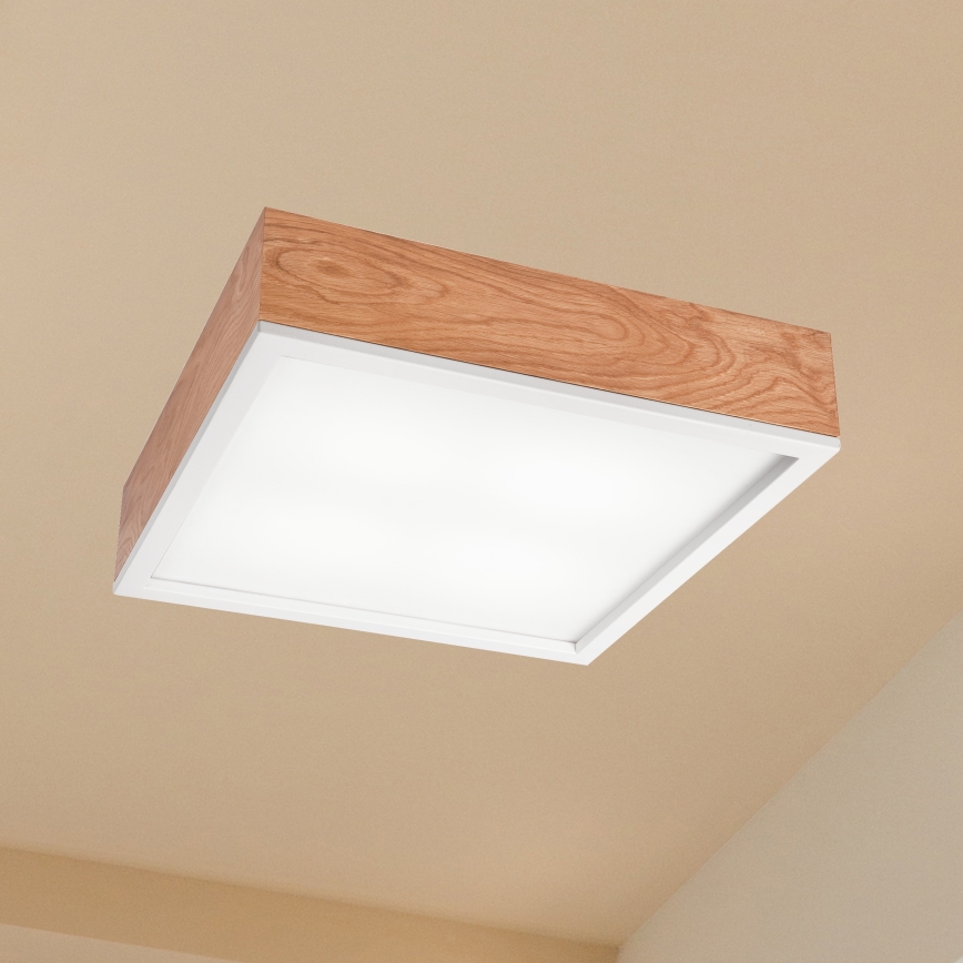 Kattovalo OAK SQUARE 4xE27/15W/230V 39x39 cm tammi/valkoinen