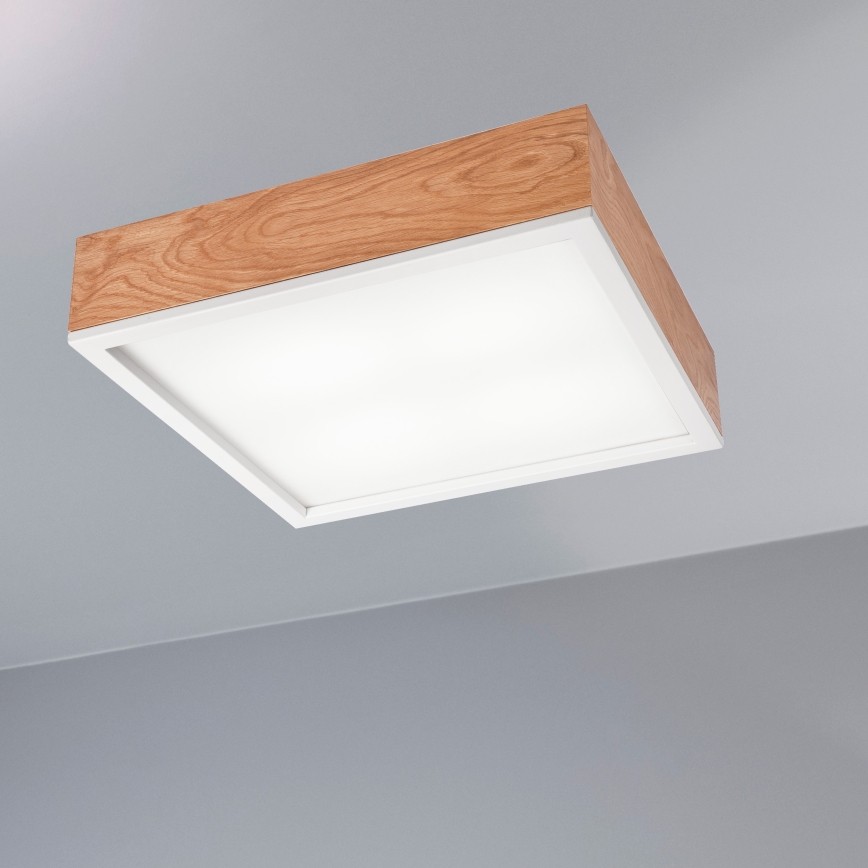 Kattovalo OAK SQUARE 4xE27/15W/230V 39x39 cm tammi/valkoinen