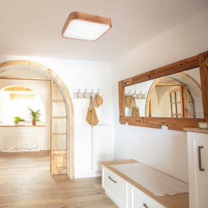 Kattovalo OAK SQUARE 4xE27/15W/230V 45x45 cm tammi