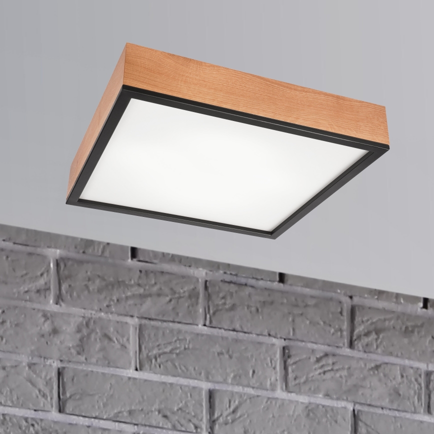 Kattovalo OAK SQUARE 4xE27/15W/230V 48x48 cm tammi/musta