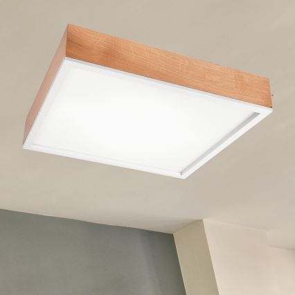 Kattovalo OAK SQUARE 4xE27/15W/230V 48x48 cm tammi/valkoinen
