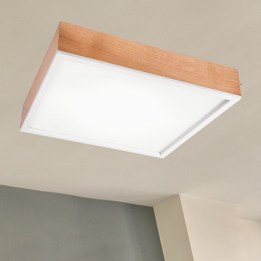 Kattovalo OAK SQUARE 4xE27/15W/230V 48x48 cm tammi/valkoinen