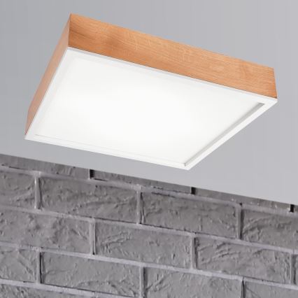 Kattovalo OAK SQUARE 4xE27/15W/230V 48x48 cm tammi/valkoinen