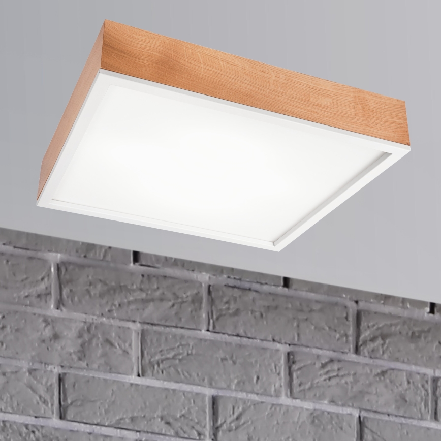 Kattovalo OAK SQUARE 4xE27/15W/230V 48x48 cm tammi/valkoinen