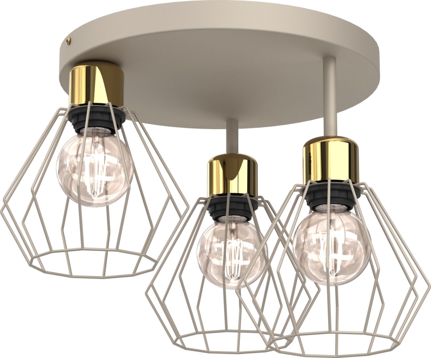 Kattovalo PARKLA 3xE27/15W/230V beige/kulta