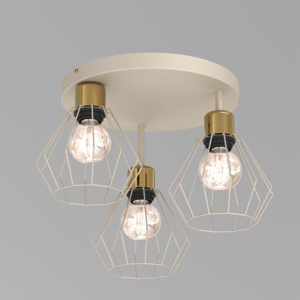 Kattovalo PARKLA 3xE27/15W/230V beige/kulta