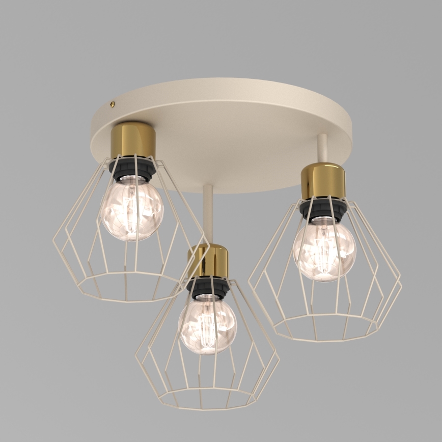 Kattovalo PARKLA 3xE27/15W/230V beige/kulta