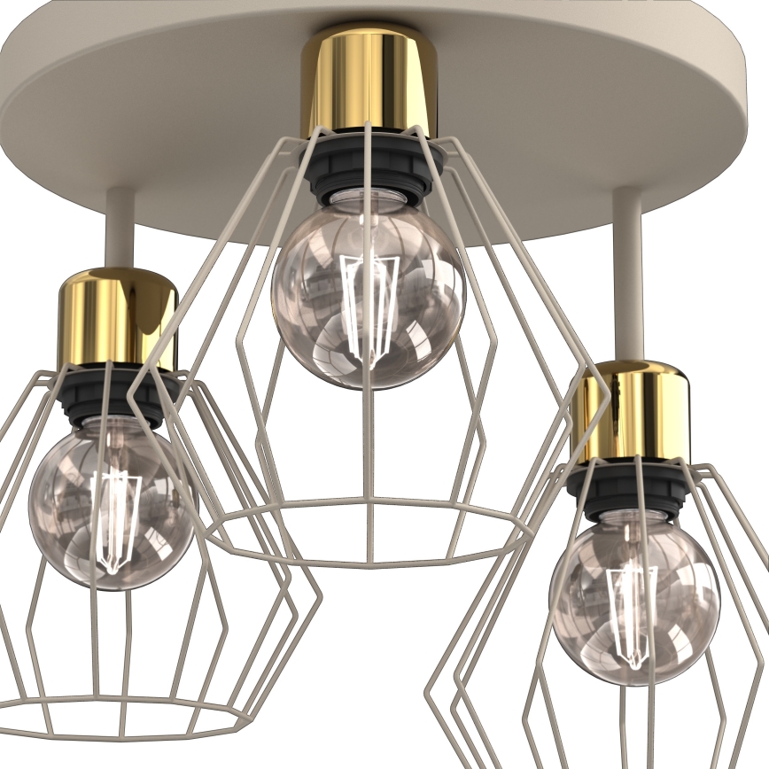 Kattovalo PARKLA 3xE27/15W/230V beige/kulta