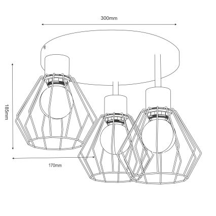 Kattovalo PARKLA 3xE27/15W/230V beige/kulta