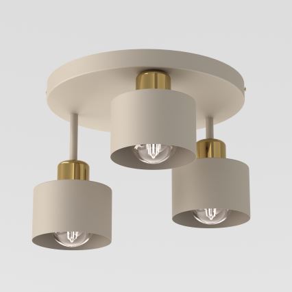 Kattovalo PARKLA 3xE27/15W/230V beige/kulta