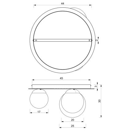 Kattovalo PLATO 2xE14/40W/230V + 1xE27/60W/230V