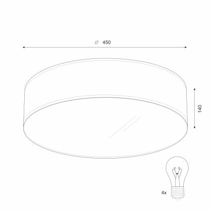 Kattovalo SIRJA DOUBLE 4xE27/15W/230V halkaisija 45 cm kerma