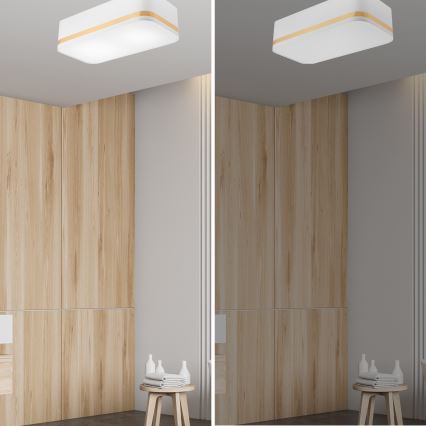 Kattovalo SIRJA SQUARE STRIPE 2xE27/15W/230V valkoinen/kulta