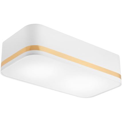 Kattovalo SIRJA SQUARE STRIPE 2xE27/15W/230V valkoinen/kulta