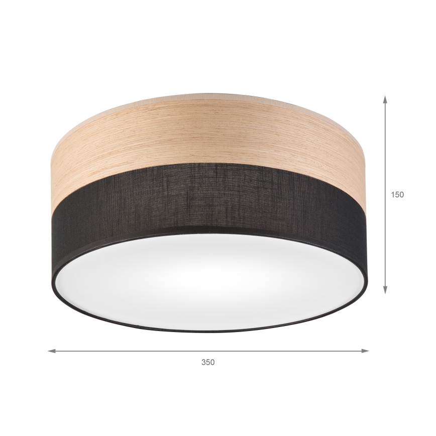 Kattovalo SIRJA WOOD 1xE27/15W/230V halkaisija 35 cm musta/tammi