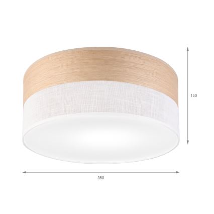 Kattovalo SIRJA WOOD 1xE27/15W/230V halkaisija 35 cm valkoinen/tammi