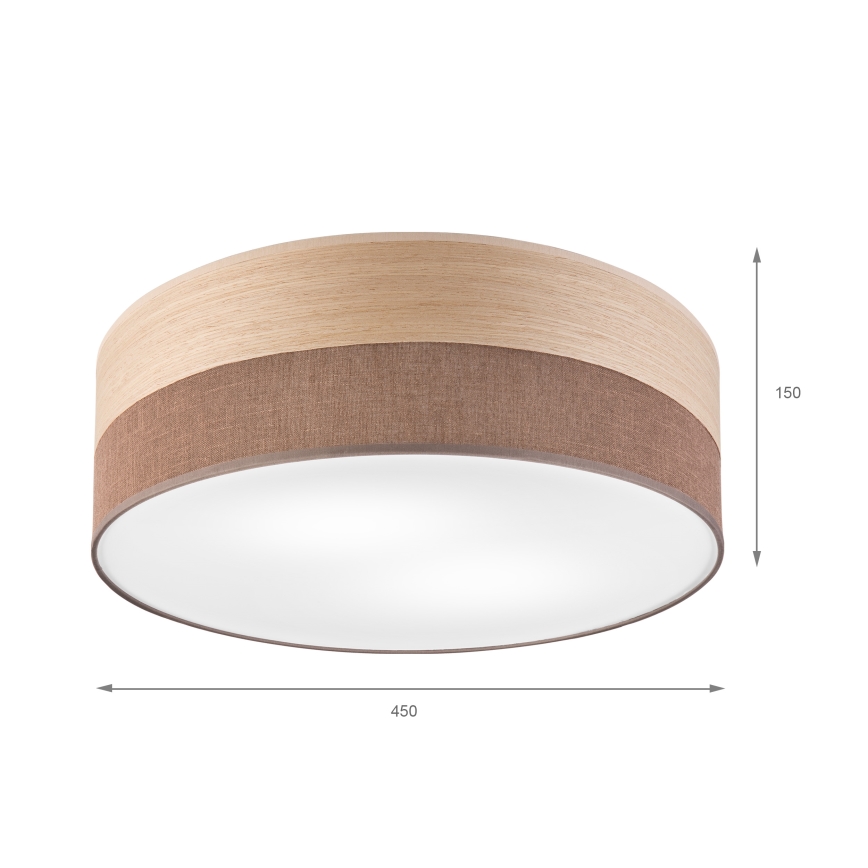Kattovalo SIRJA WOOD 2xE27/15W/230V halkaisija 45 cm ruskea/tammi