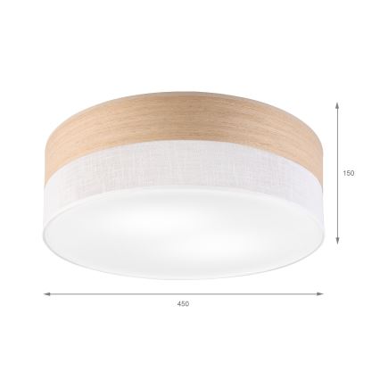 Kattovalo SIRJA WOOD 2xE27/15W/230V halkaisija 45 cm valkoinen/tammi