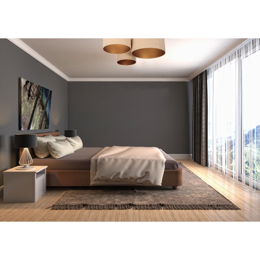 Kattovalo SPACE 3xE27/60W/230V beige/kultainen