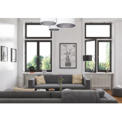 Kattovalo SPACE 3xE27/60W/230V valkoinen/hopea