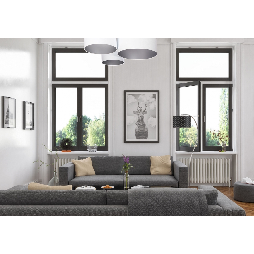 Kattovalo SPACE 3xE27/60W/230V valkoinen/hopea
