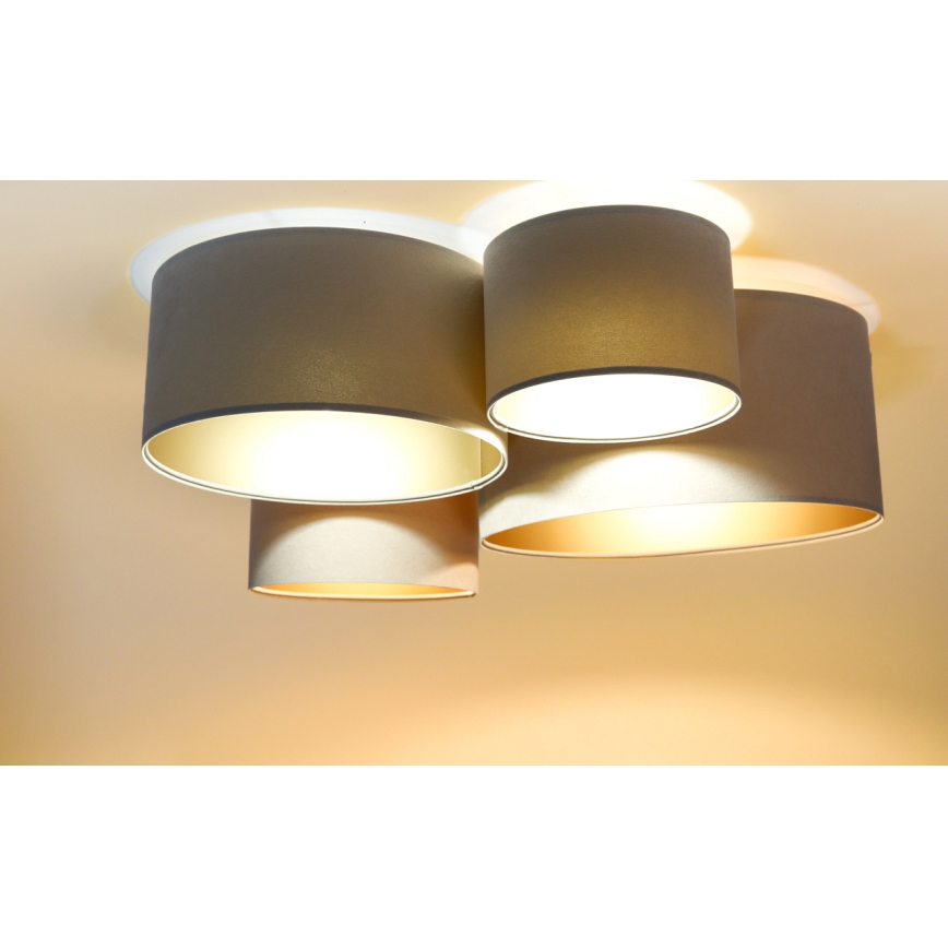 Kattovalo SPACE 4xE27/60W/230V beige/kulta