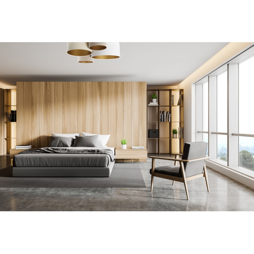 Kattovalo SPACE 4xE27/60W/230V beige/valkoinen/kulta