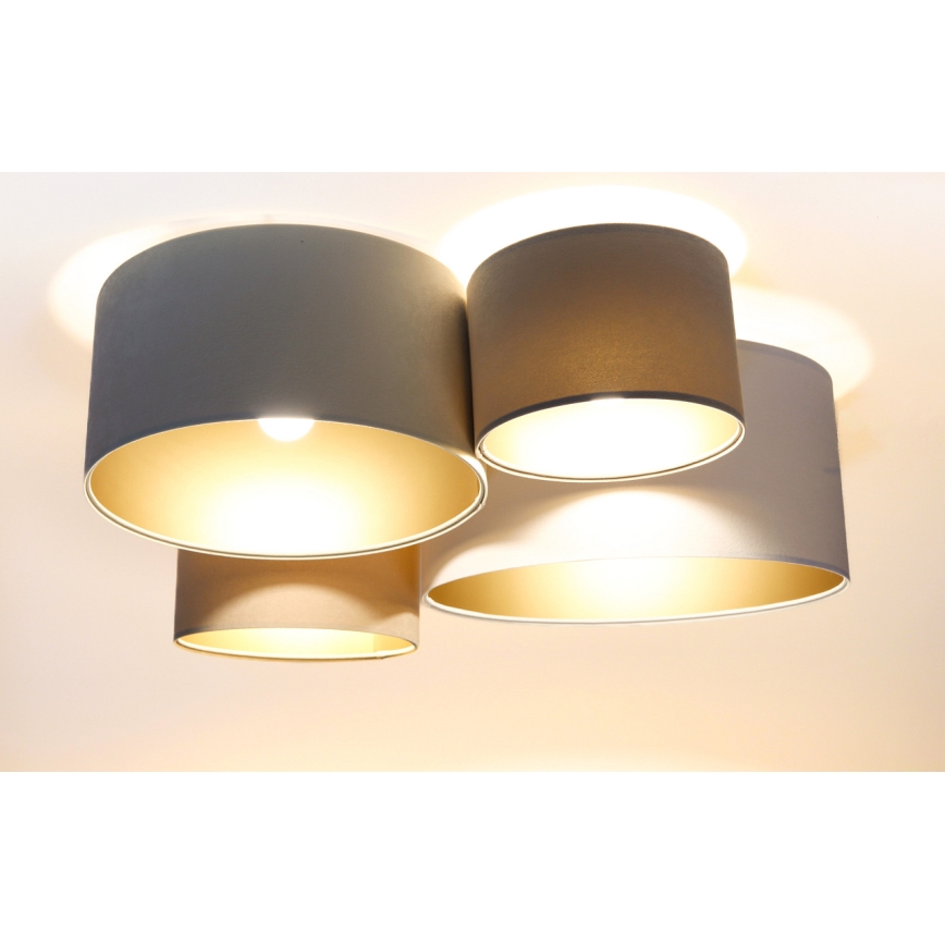 Kattovalo SPACE 4xE27/60W/230V beige/valkoinen/kulta