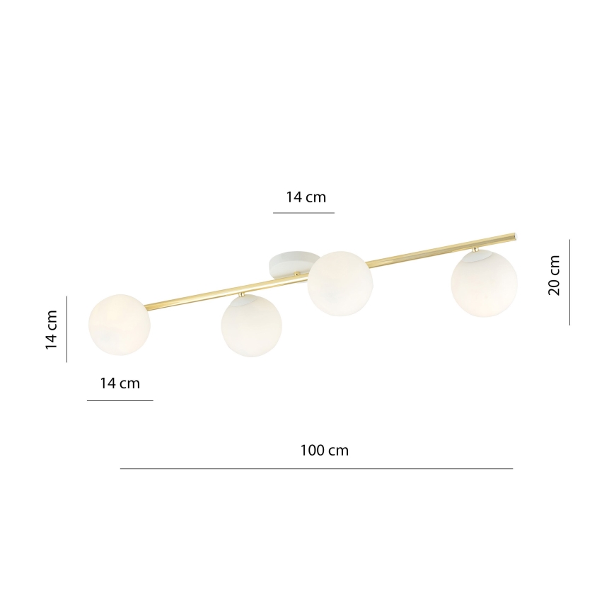 Kattovalo SPLENDI 4xE14/10W/230V valkoinen/kulta
