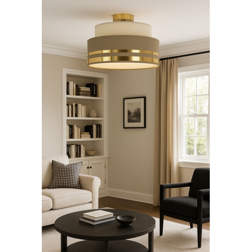 Kattovalo TAMI 1xE27/60W/230V beige/ruskea/kulta
