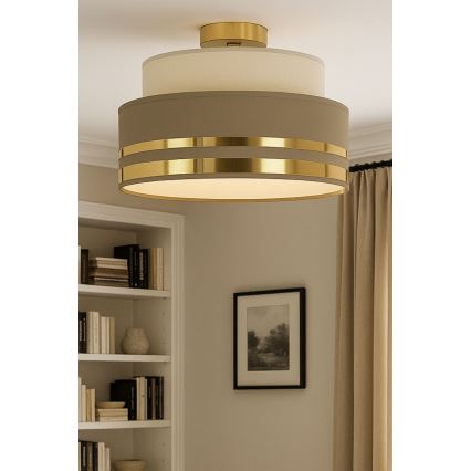 Kattovalo TAMI 1xE27/60W/230V beige/ruskea/kulta