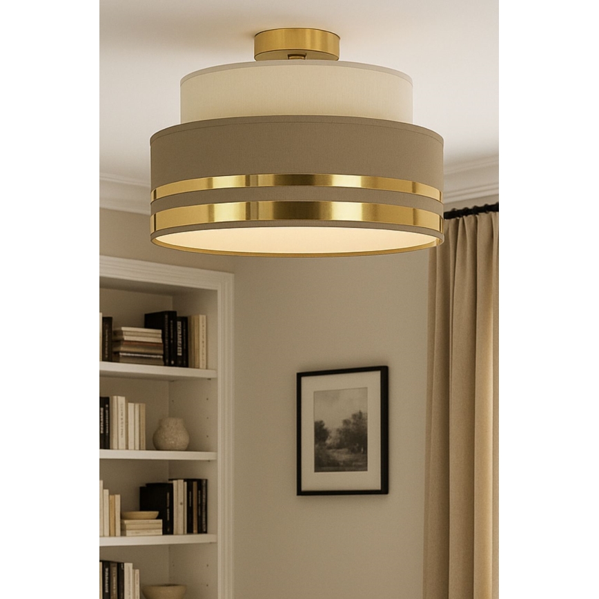 Kattovalo TAMI 1xE27/60W/230V beige/ruskea/kulta
