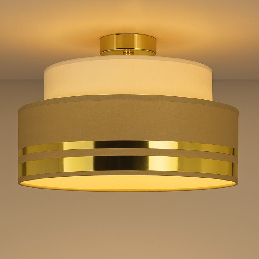 Kattovalo TAMI 1xE27/60W/230V beige/ruskea/kulta