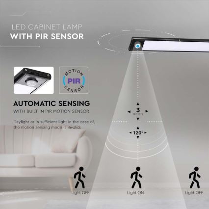 Keittiökaappien alla oleva LED-valo anturilla LED/2,5W/5V 4000K 3000 mAh