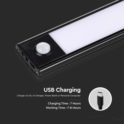 Keittiökaappien alla oleva LED-valo anturilla LED/2,5W/5V 4000K 3000 mAh