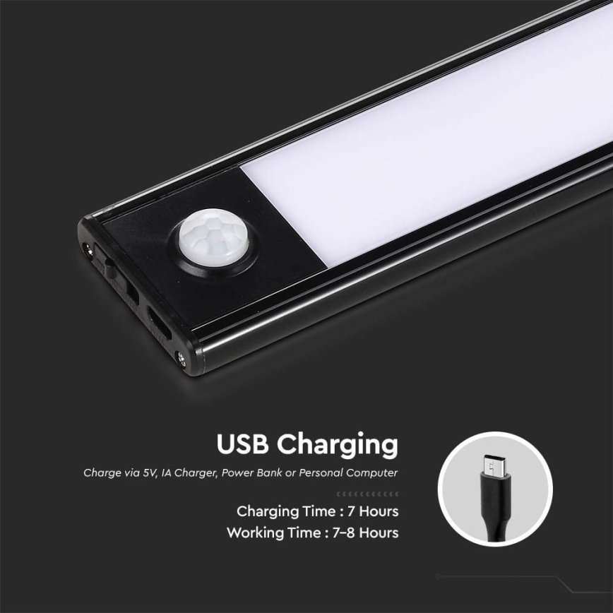 Keittiökaappien alla oleva LED-valo anturilla LED/2,5W/5V 4000K 3000 mAh