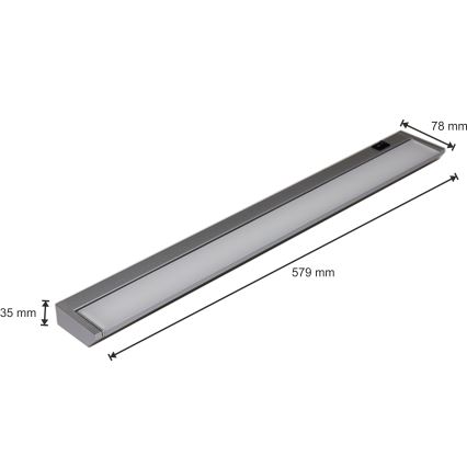 Keittiökaappien alla oleva LED-valo LED/10W/230V hopea