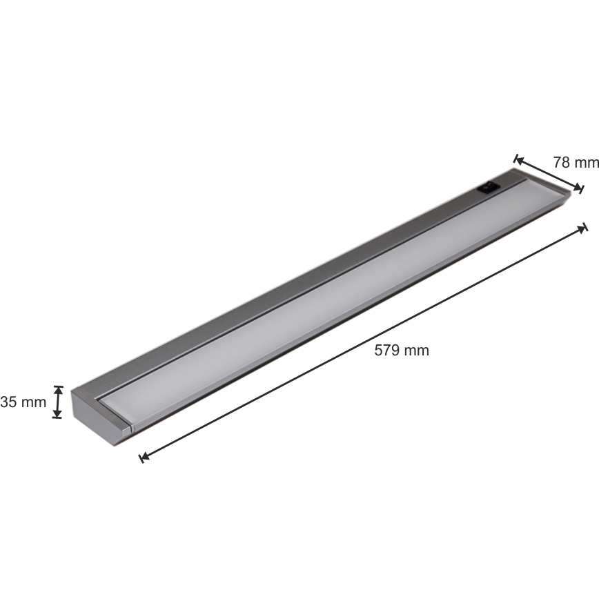 Keittiökaappien alla oleva LED-valo LED/10W/230V hopea
