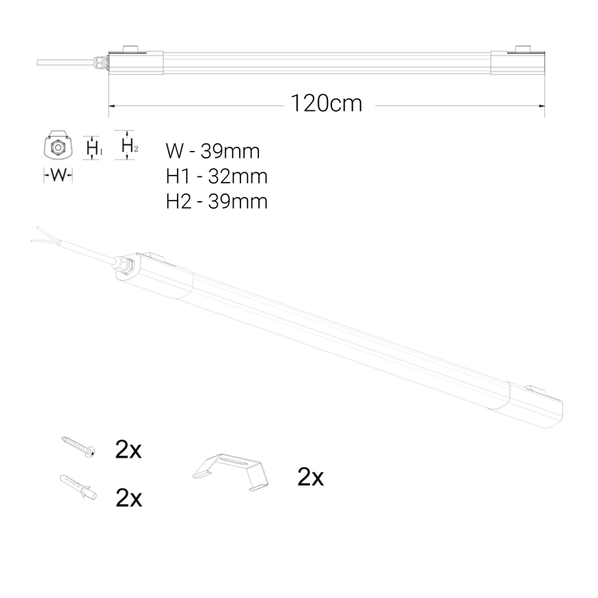 Keittiökaappien alla oleva LED-valo LED/36W/230V 4000K 120 cm musta