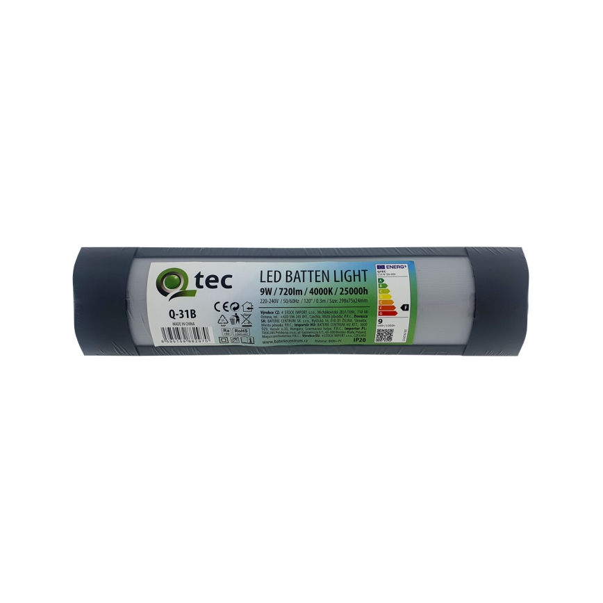 Keittiökaappien alla oleva LED-valo QTEC LED/9W/230V 30 cm musta