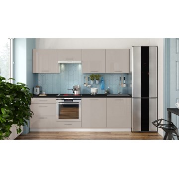 Keittiökaluste CELESTE 240 cm, kiiltävä taupe