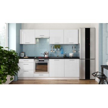 Keittiökaluste CELESTE 240 cm, kiiltävän valkoinen