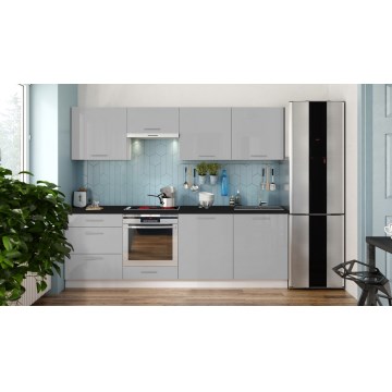 Keittiökaluste CELESTE 240 cm, kiiltävänharmaa