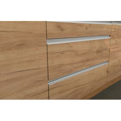 Keittiökaluste MARINA 240 cm, craft-tammi/kiiltävä valkoinen