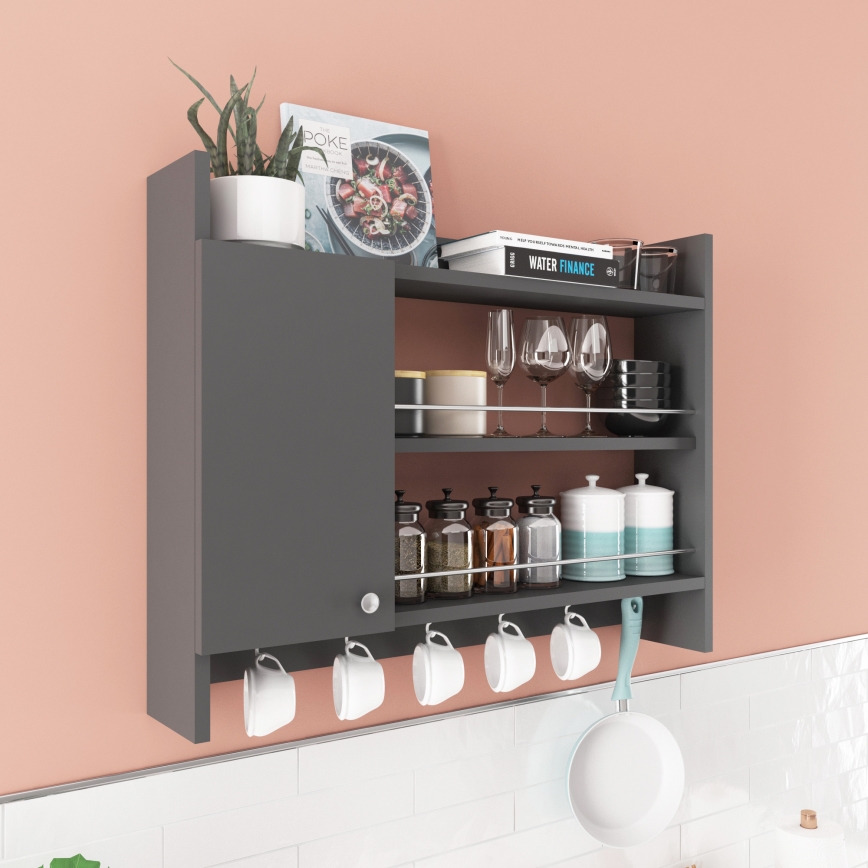 Keittiön seinähylly KNERR 65x85 cm antrasiitti
