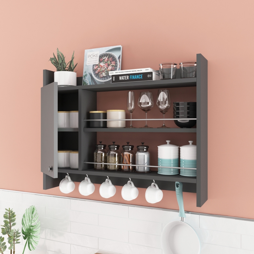 Keittiön seinähylly KNERR 65x85 cm antrasiitti