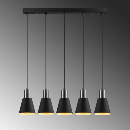 KEM-riippuvalaisin kaapelilla, 5 x E27, 40 W, 230 V, musta