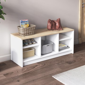 Kenkäkaappi LONDON 100x35 cm valkoinen/beige