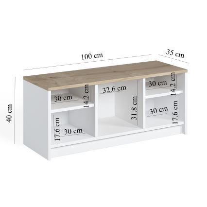 Kenkäkaappi LONDON 100x35 cm valkoinen/beige